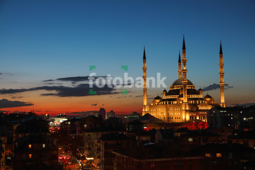 Hagia Sophia Grand Mosque Turkey Landscape in evening