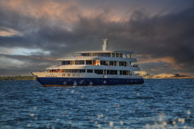 A Beautiful Yacht Sailing in the Sea