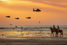 An Evening in the Sea of Karachi Where Pak Soldiers Rescuing via Helicopters