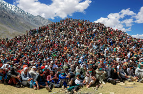 Crowd of People Watching Shandur Polo Festival Cultural Game