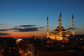 Hagia Sophia Grand Mosque Turkey Landscape in evening