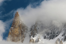 Lady Finger Peak Covered in clouds Snow in Gilgit Pakistan